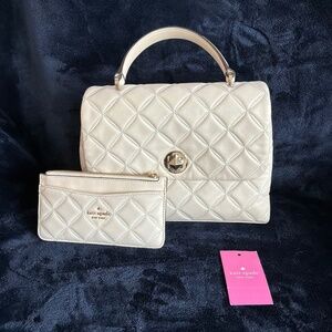 Kate Spade White Quilted Bag with Matching Wallet